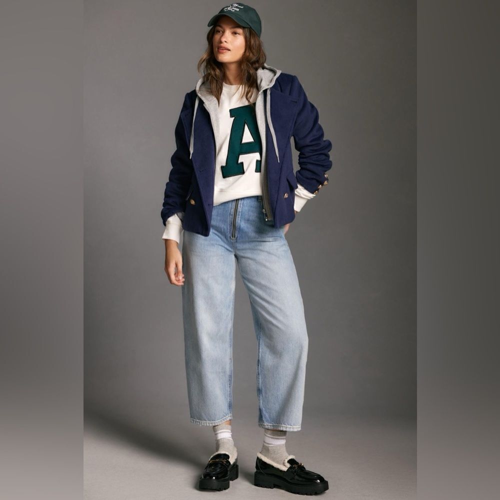 NWT MAEVE TWOFER HOODIE PEACOAT Anthropologie Blue XSP